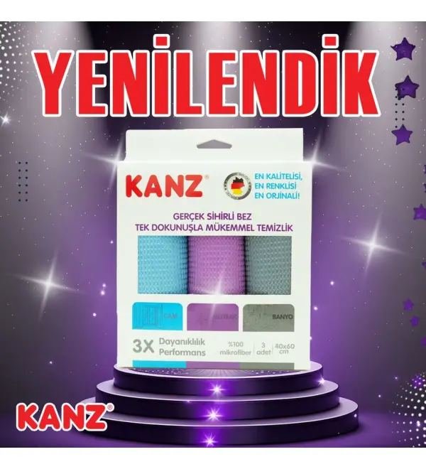 Kanz Alman Mikrofiber Temizlik Bezi 3'lü Paket 40x60cm