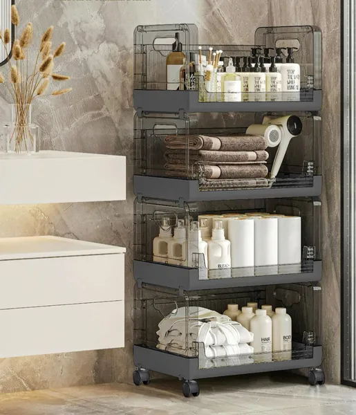 Banyo Mutfak Organizer Raf 4 Katlı ANTRASİT