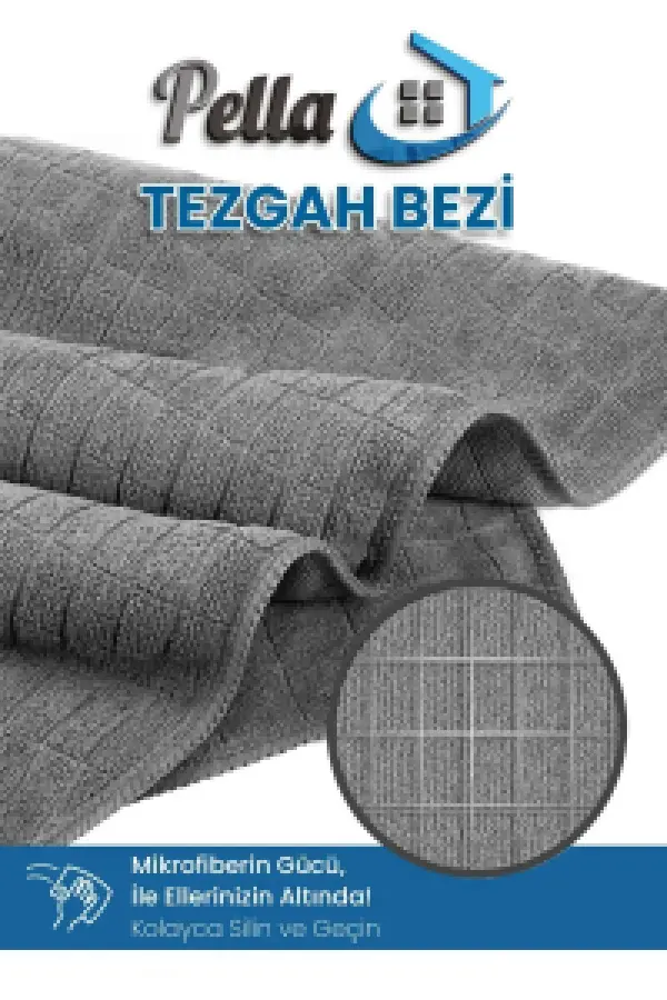 Pella 3’lü ithal Mutfak Bezi (40 CM X 40 CM) Mikrofiber Gri