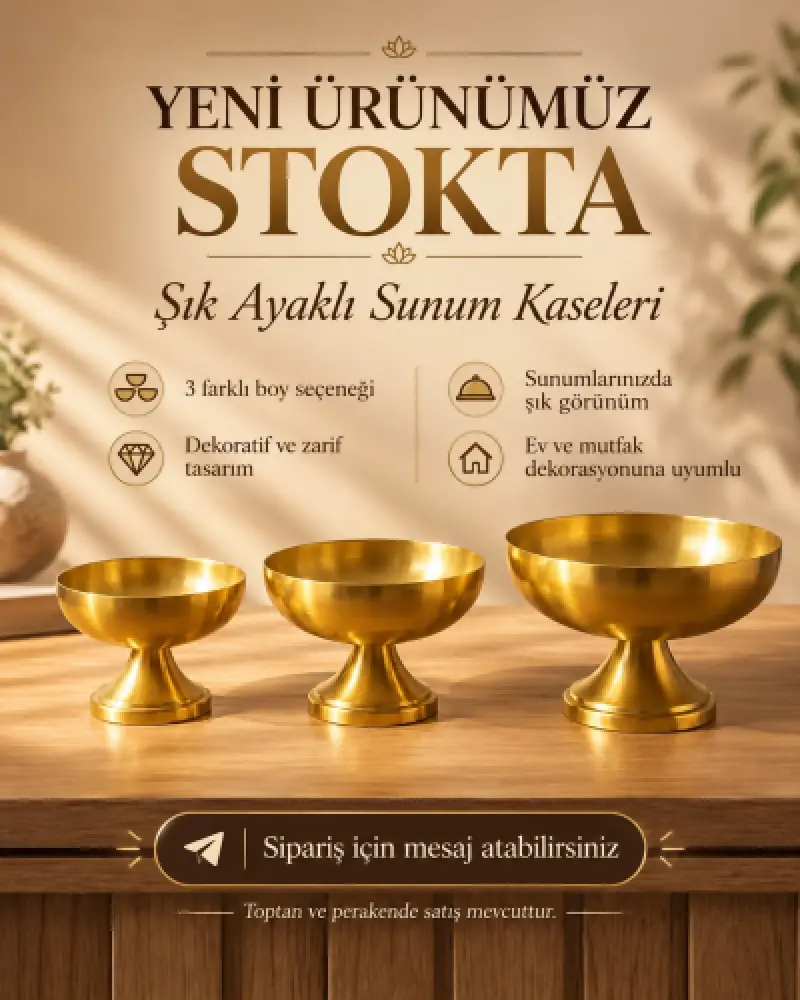 ALMİNA METAL AYAKLI GOLD SUNUMLUK BÜYÜK