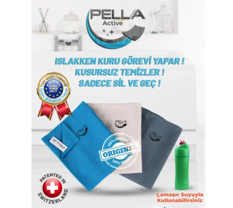 Pella ACTİVE İthal 3'lü Mikrofiber Temizlik Bezi 40X60 cm. ( 20 li Paket )