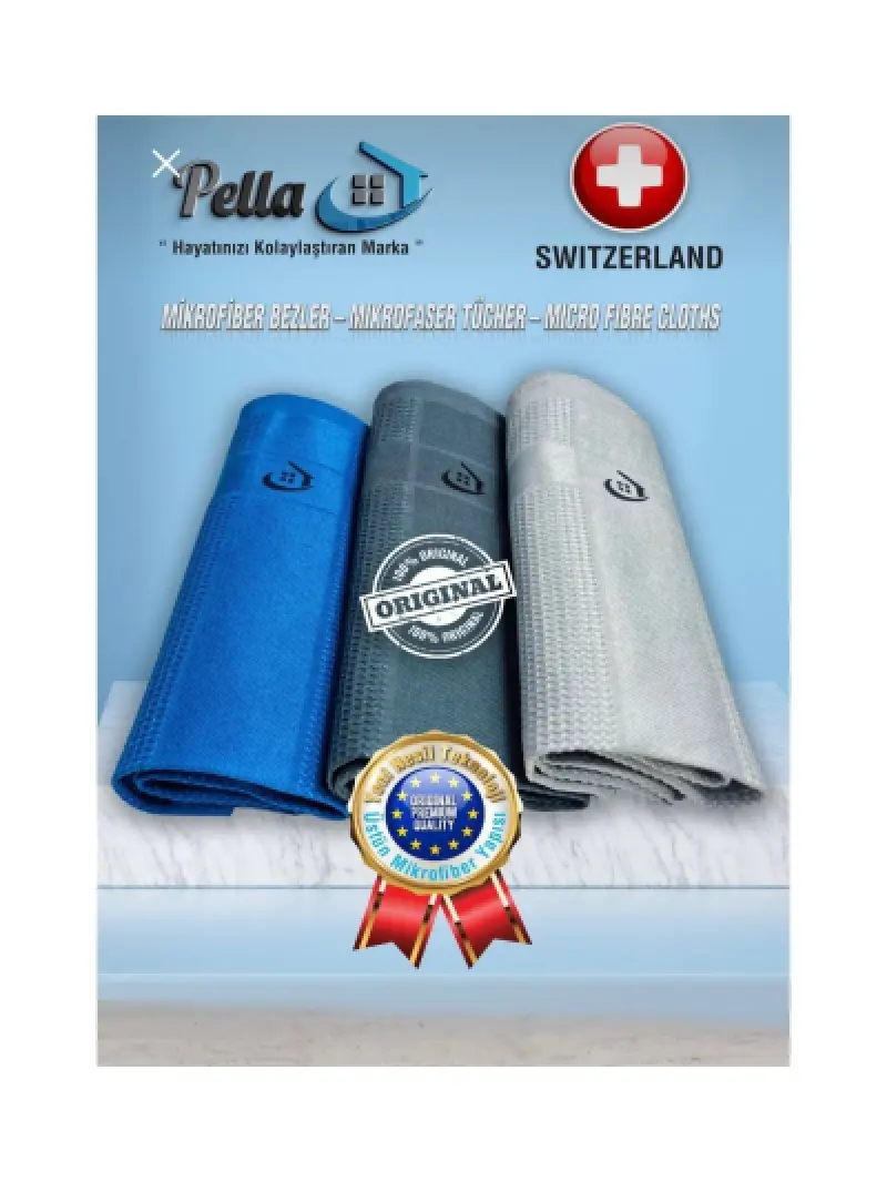 Pella İTHAL 3'lü Mikrofiber Temizlik Bezi 40X60 cm. ( 20 li Paket )