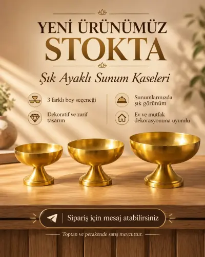 ALMİNA METAL AYAKLI GOLD SUNUMLUK KÜÇÜK