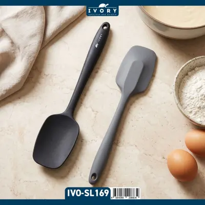 İvory Silikon Spatula - Siyah kaşık spatula