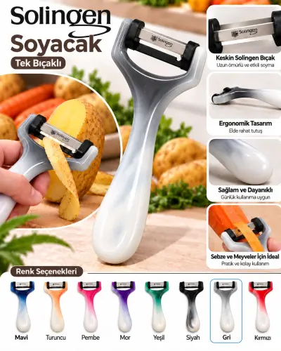 Solingen Sapan Soyacak Tek Bıçaklı Ebruli - [Gri]
