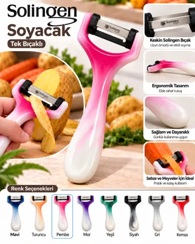 Solingen Sapan Soyacak Tek Bıçaklı Ebruli - [Pembe]