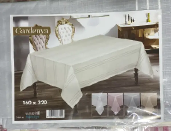 Gardenya Ekru Antika Desenli Masa Örtüsü 160X220 cm. GRİ